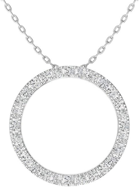 Collar circular de diamantes naturales y certificados Diamondere en oro macizo de 14 k | Colgante de 0,21 quilates con cadena