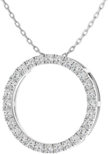 Collar circular de diamantes naturales y certificados Diamondere en oro macizo de 14 k | Colgante de 0,21 quilates con cadena