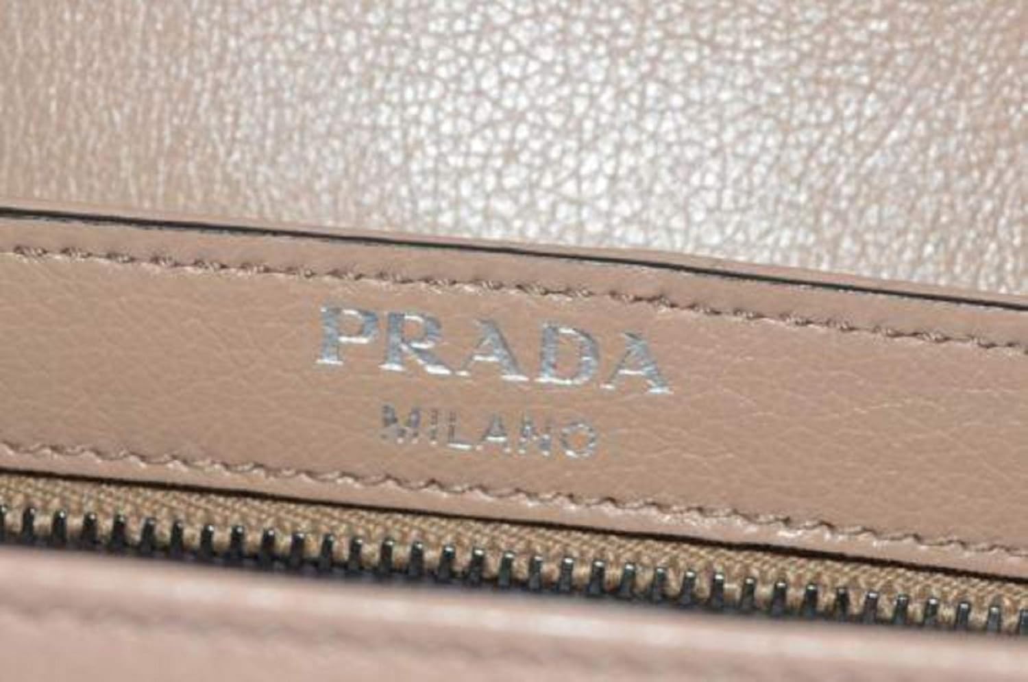 Prada Pattina Glace Calf Leather Cammeo Beige Pattina Studded Handbag · v3