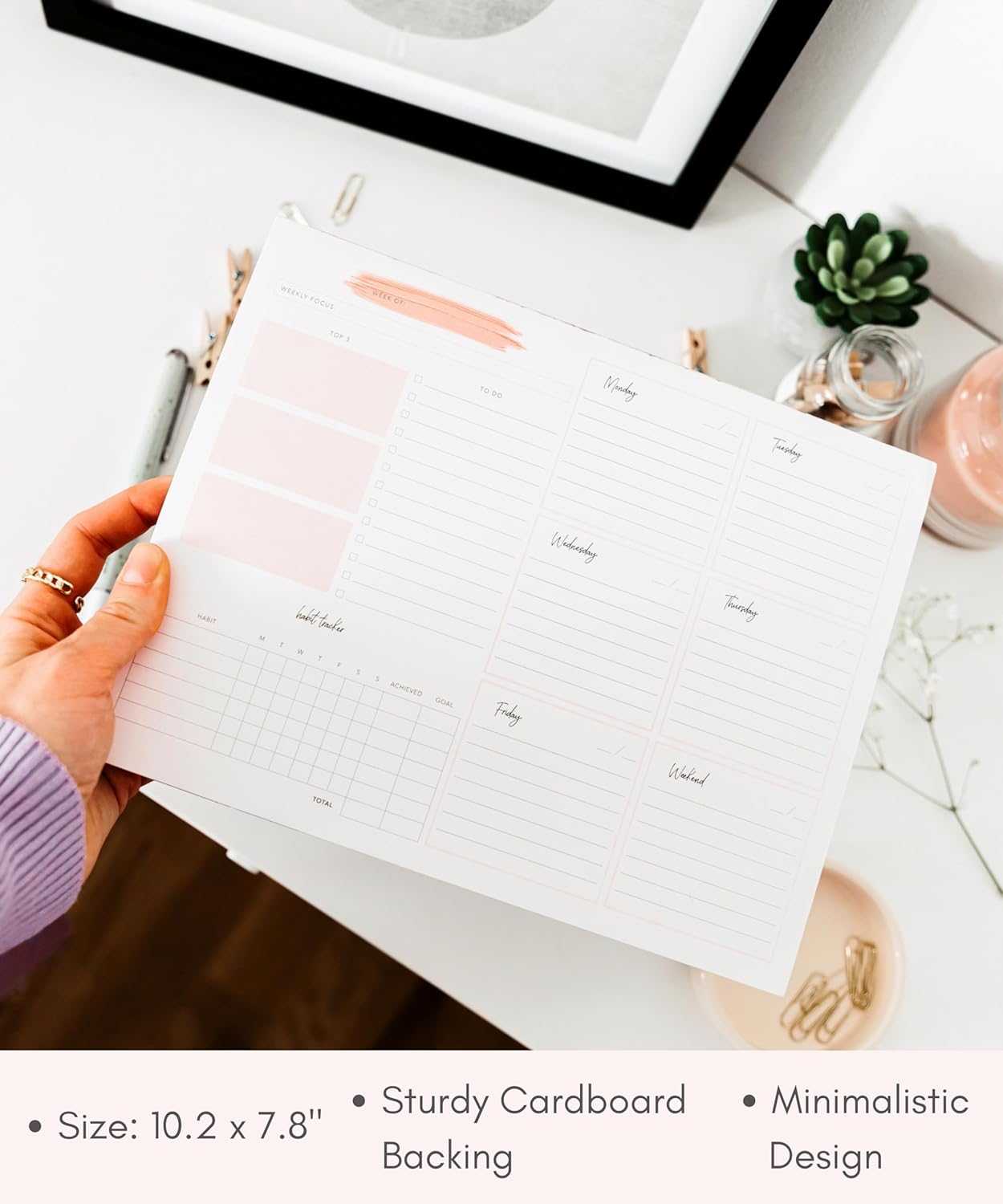 Lamare Weekly Planner Notepad Tear Off – 52 Undated Weekly Sheets Daily To Do List Notepad, Habit Tracker, Academic Planner Notebook, Daily Work Planner, Productivity Planner Weekly To Do List Notepad