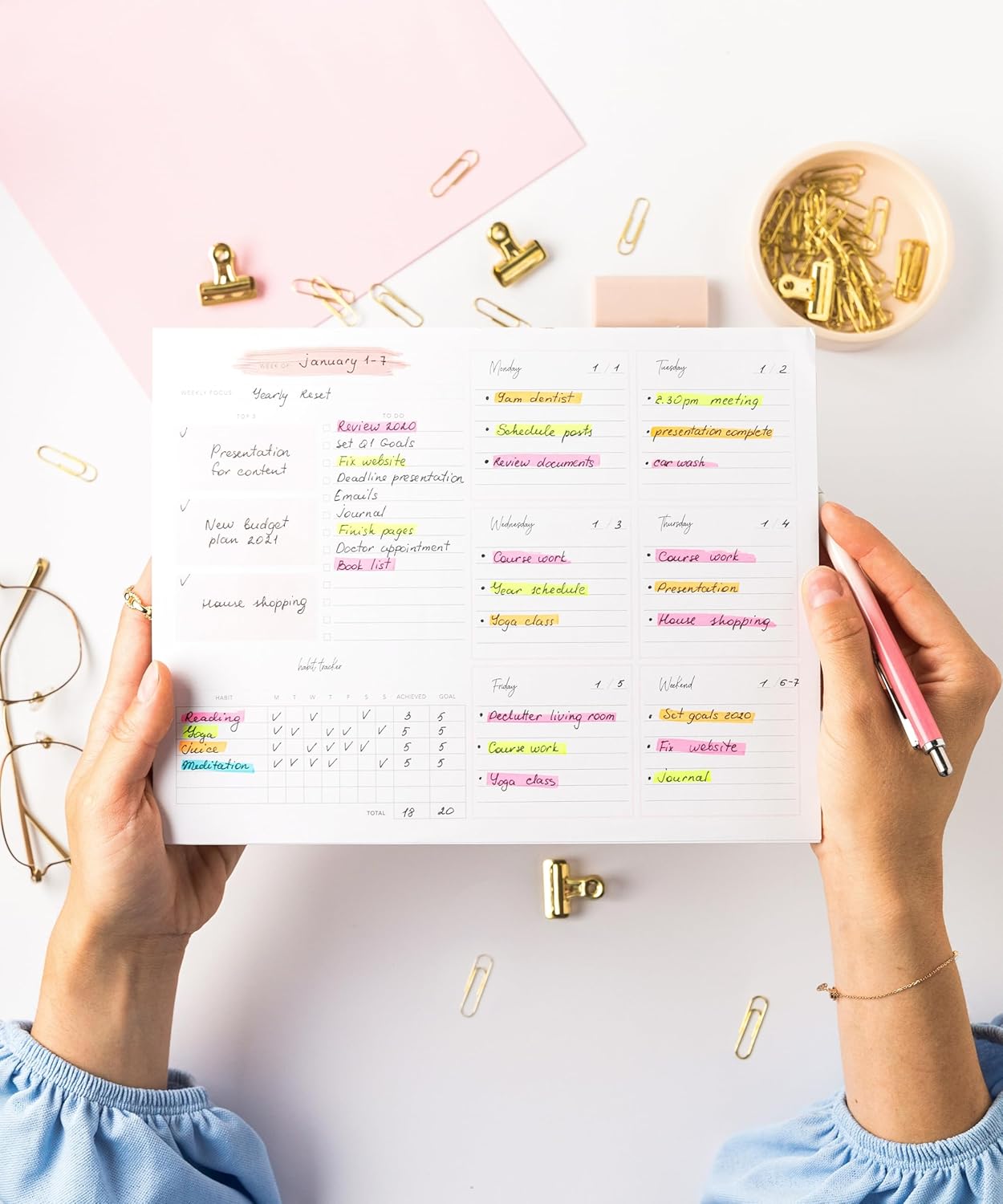 Lamare Weekly Planner Notepad Tear Off – 52 Undated Weekly Sheets Daily To Do List Notepad, Habit Tracker, Academic Planner Notebook, Daily Work Planner, Productivity Planner Weekly To Do List Notepad