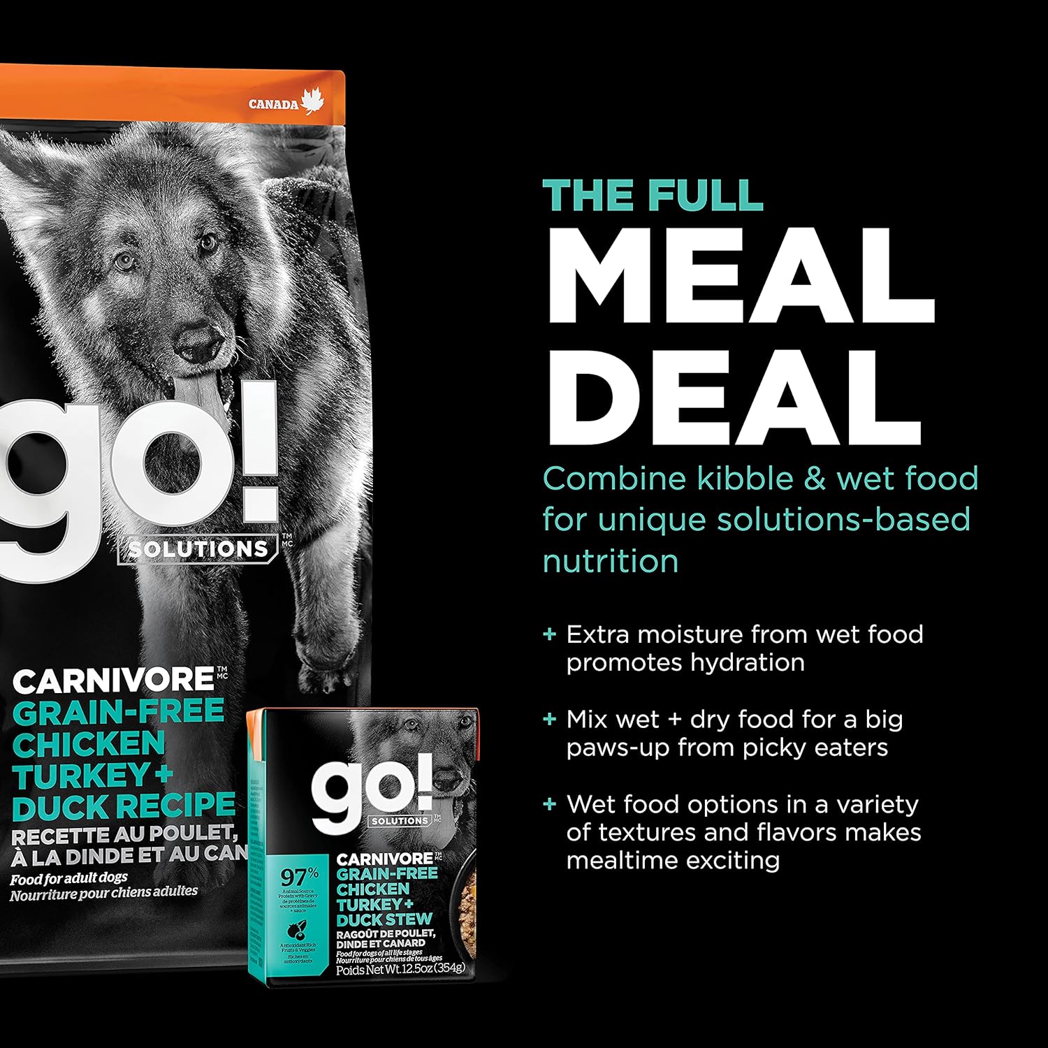 Go! Solutions Carnivore Grain Free Dog Food for Adult Dogs, 12 lb – Chicken, Turkey   Duck Recipe – Protein Rich Dry Dog Food – Complete   Balanced Nutrition for Adult Dogs · v2