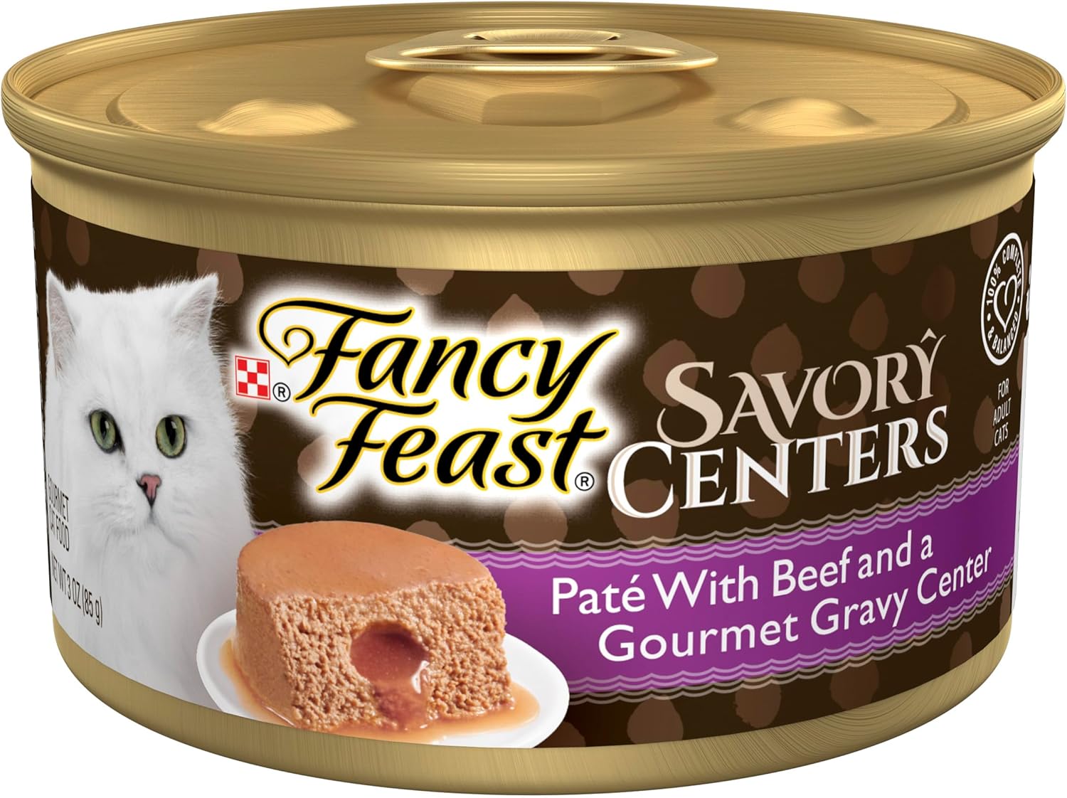 Purina Fancy Feast Savory Centers Pate Adult Wet Cat Food with Beef and a Gravy Center - (Pack of 24) 3 Oz. Cans · v2