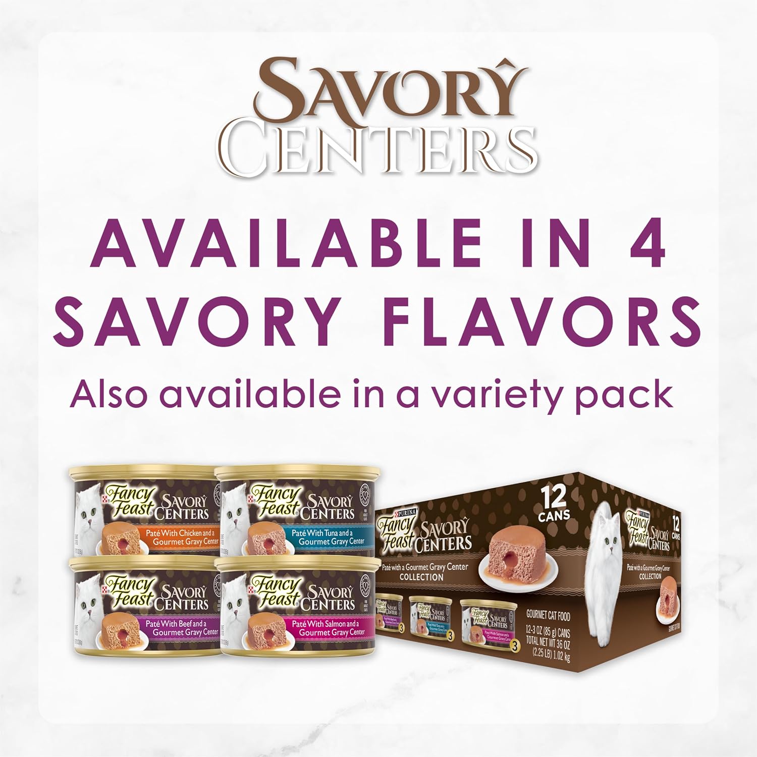 Purina Fancy Feast Savory Centers Pate Adult Wet Cat Food with Beef and a Gravy Center - (Pack of 24) 3 Oz. Cans · v2