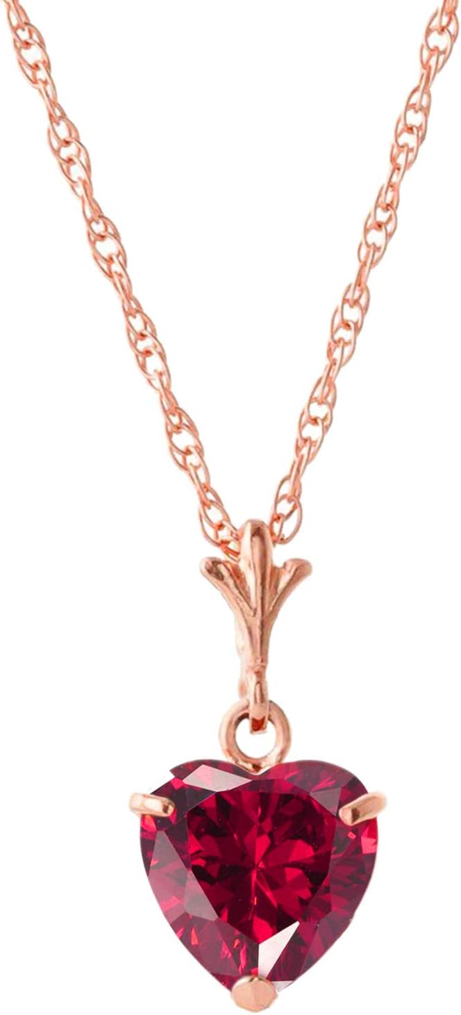 Galaxy Gold GG 14k Solid Rose Gold Pendant Necklace 1.45 ct Heart-Cut Ruby · v2