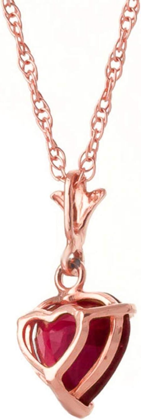 Galaxy Gold GG 14k Solid Rose Gold Pendant Necklace 1.45 ct Heart-Cut Ruby · v2