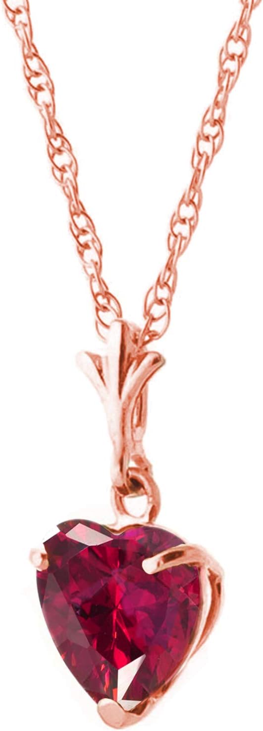 Galaxy Gold GG 14k Solid Rose Gold Pendant Necklace 1.45 ct Heart-Cut Ruby · v2
