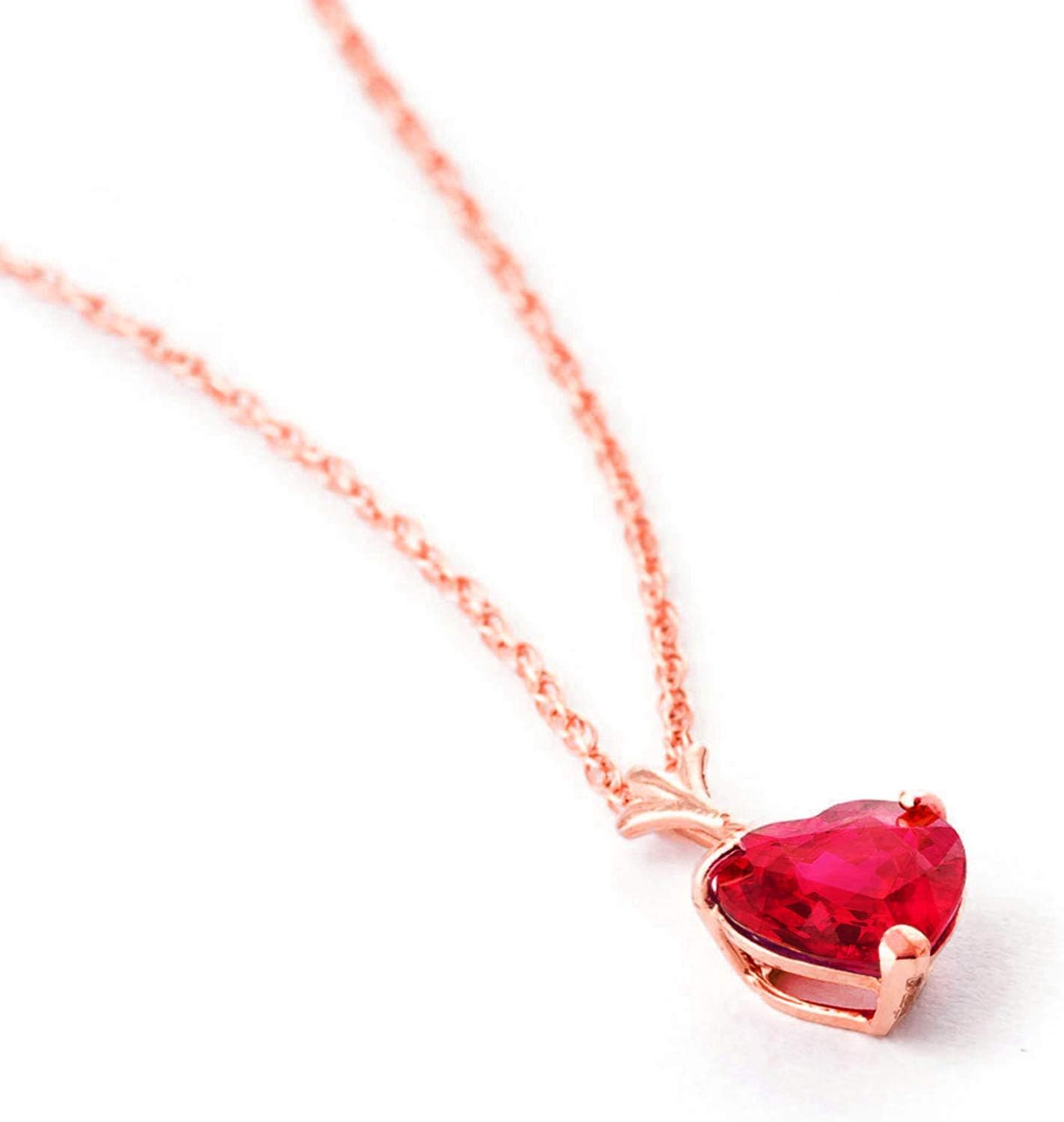 Galaxy Gold GG 14k Solid Rose Gold Pendant Necklace 1.45 ct Heart-Cut Ruby · v2