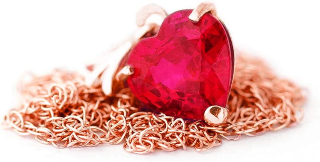 Galaxy Gold GG 14k Solid Rose Gold Pendant Necklace 1.45 ct Heart-Cut Ruby · v2