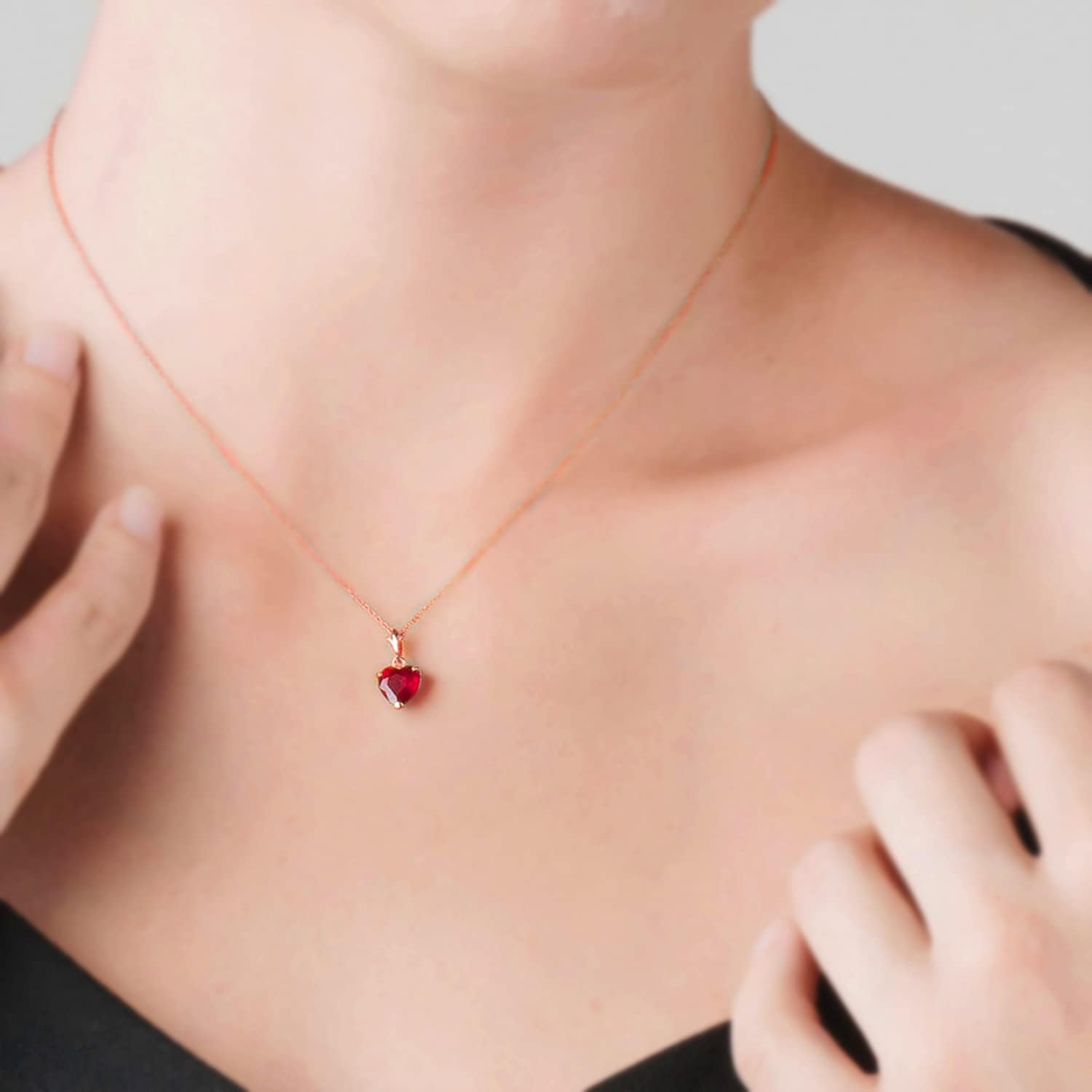Galaxy Gold GG 14k Solid Rose Gold Pendant Necklace 1.45 ct Heart-Cut Ruby · v2