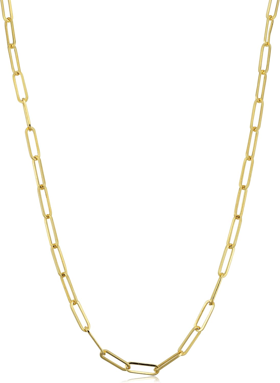 Kooljewelry 14k Yellow Gold 3.2 mm Polished Capsule Paperclip Chain Necklace (18, 20, 24, 30 or 36 inch) · v4