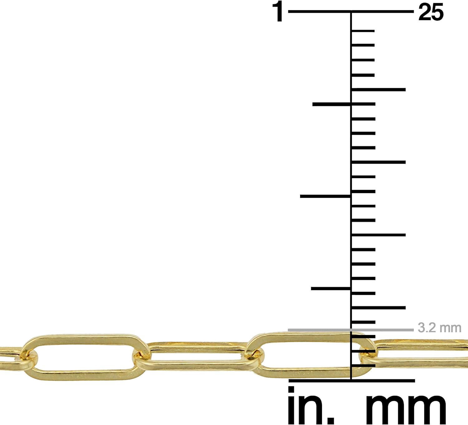 Kooljewelry 14k Yellow Gold 3.2 mm Polished Capsule Paperclip Chain Necklace (18, 20, 24, 30 or 36 inch) · v4