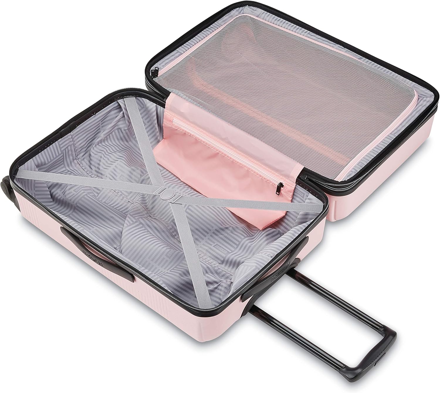 American Tourister Stratum XLT Expandable Hardside Luggage with Spinner Wheels, Pink Blush, Checked-Medium 24-Inch · v2