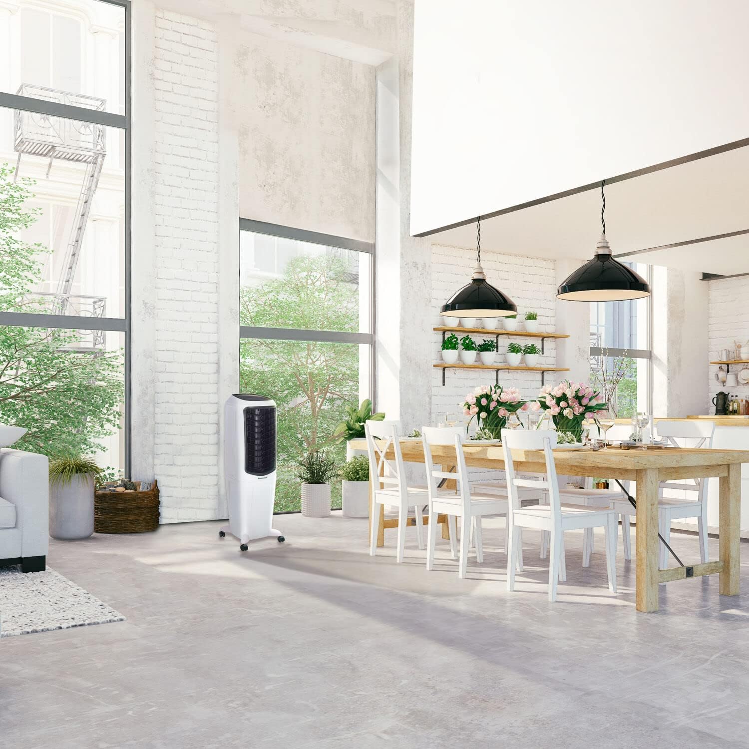 Honeywell 470 CFM Indoor Portable Evaporative Air Cooler with Fan and Humidifier for Living Room, Basement, Office, and Play Area, 115V, Evaporative Cooler for Rooms up to 280 Sq. Ft. with Remote · v2