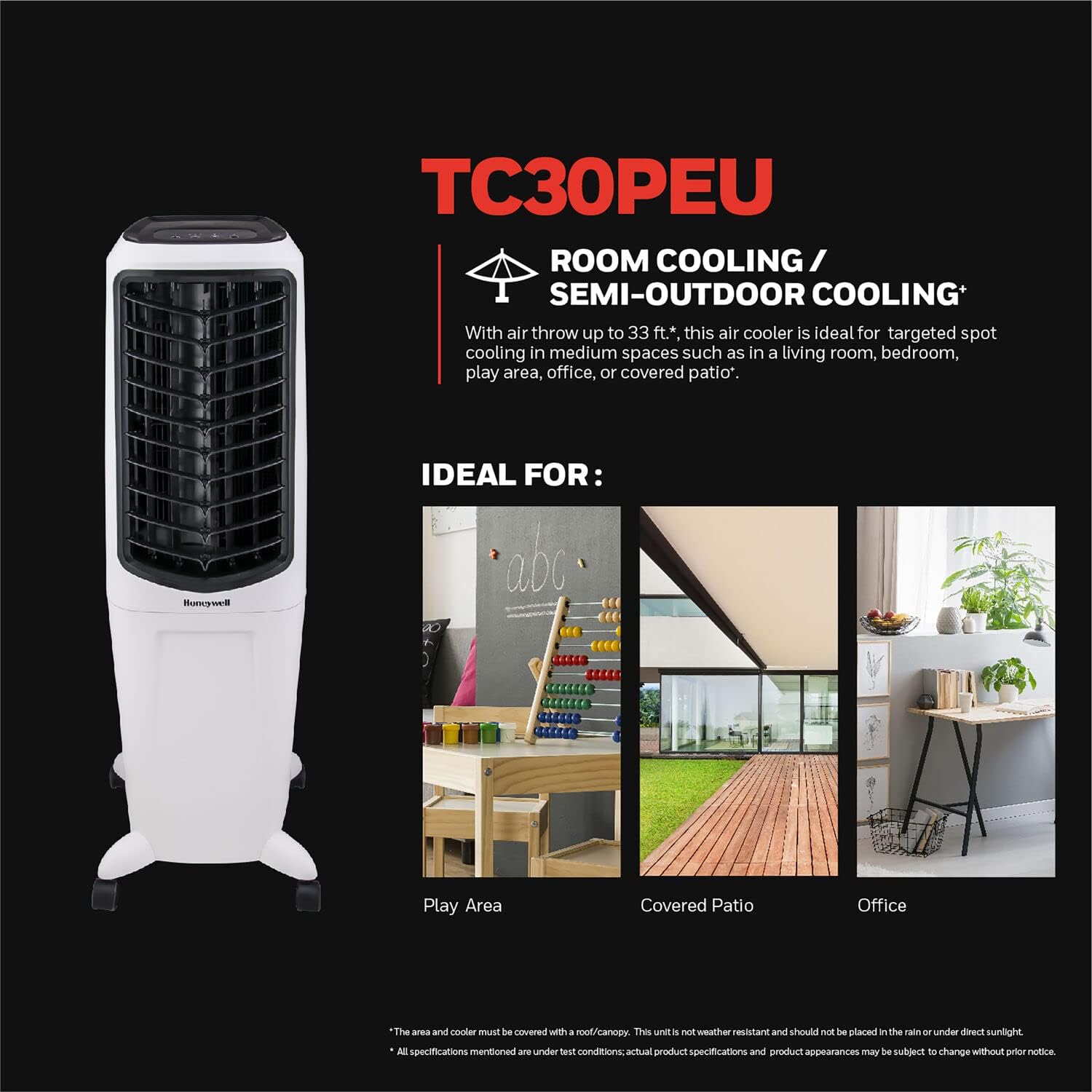 Honeywell 470 CFM Indoor Portable Evaporative Air Cooler with Fan and Humidifier for Living Room, Basement, Office, and Play Area, 115V, Evaporative Cooler for Rooms up to 280 Sq. Ft. with Remote · v2