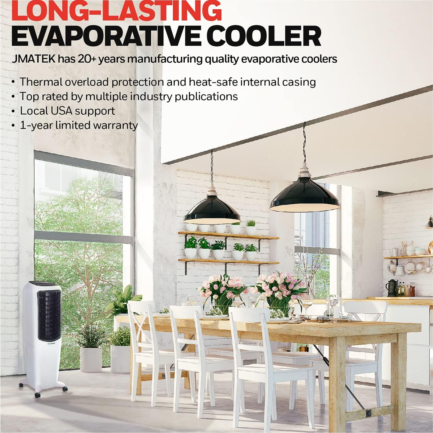 Honeywell 470 CFM Indoor Portable Evaporative Air Cooler with Fan and Humidifier for Living Room, Basement, Office, and Play Area, 115V, Evaporative Cooler for Rooms up to 280 Sq. Ft. with Remote · v2