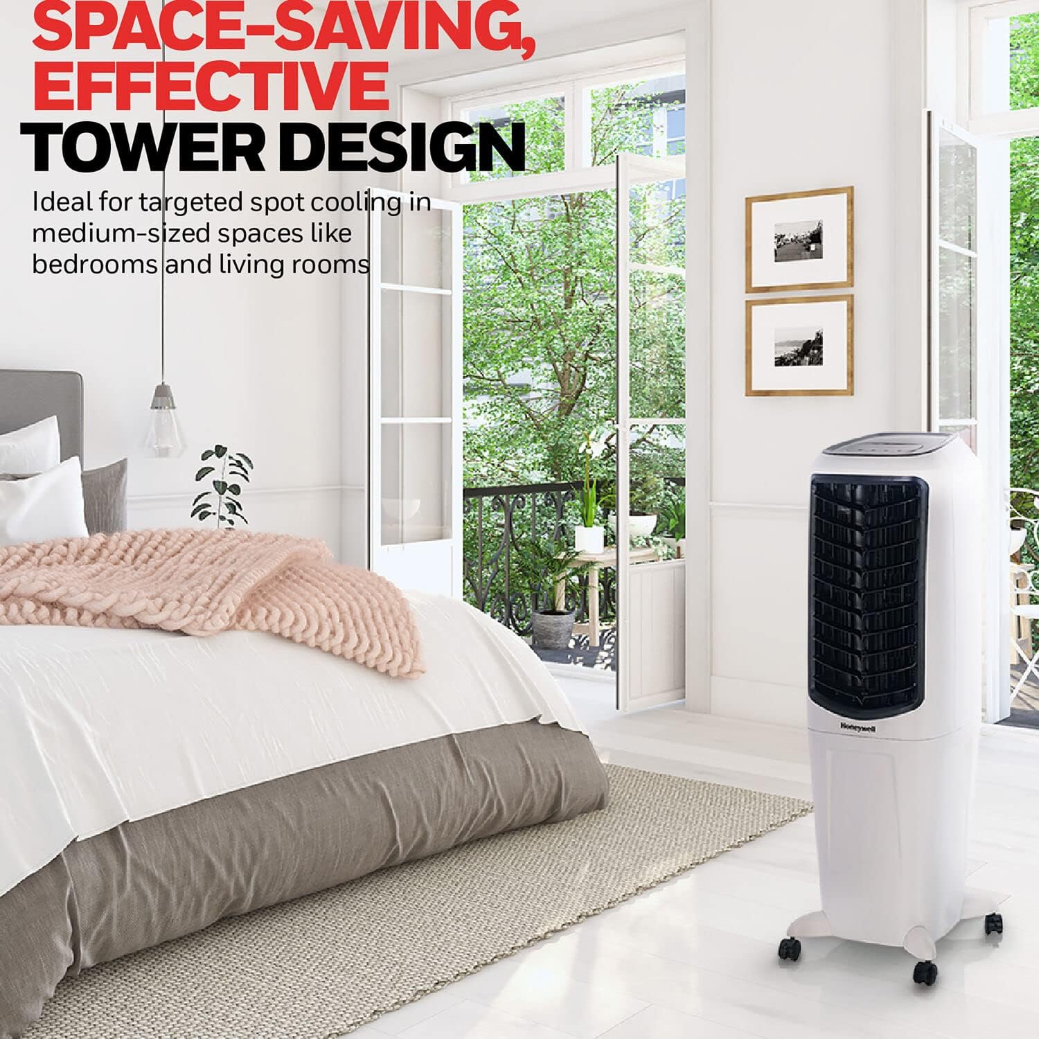 Honeywell 470 CFM Indoor Portable Evaporative Air Cooler with Fan and Humidifier for Living Room, Basement, Office, and Play Area, 115V, Evaporative Cooler for Rooms up to 280 Sq. Ft. with Remote · v2