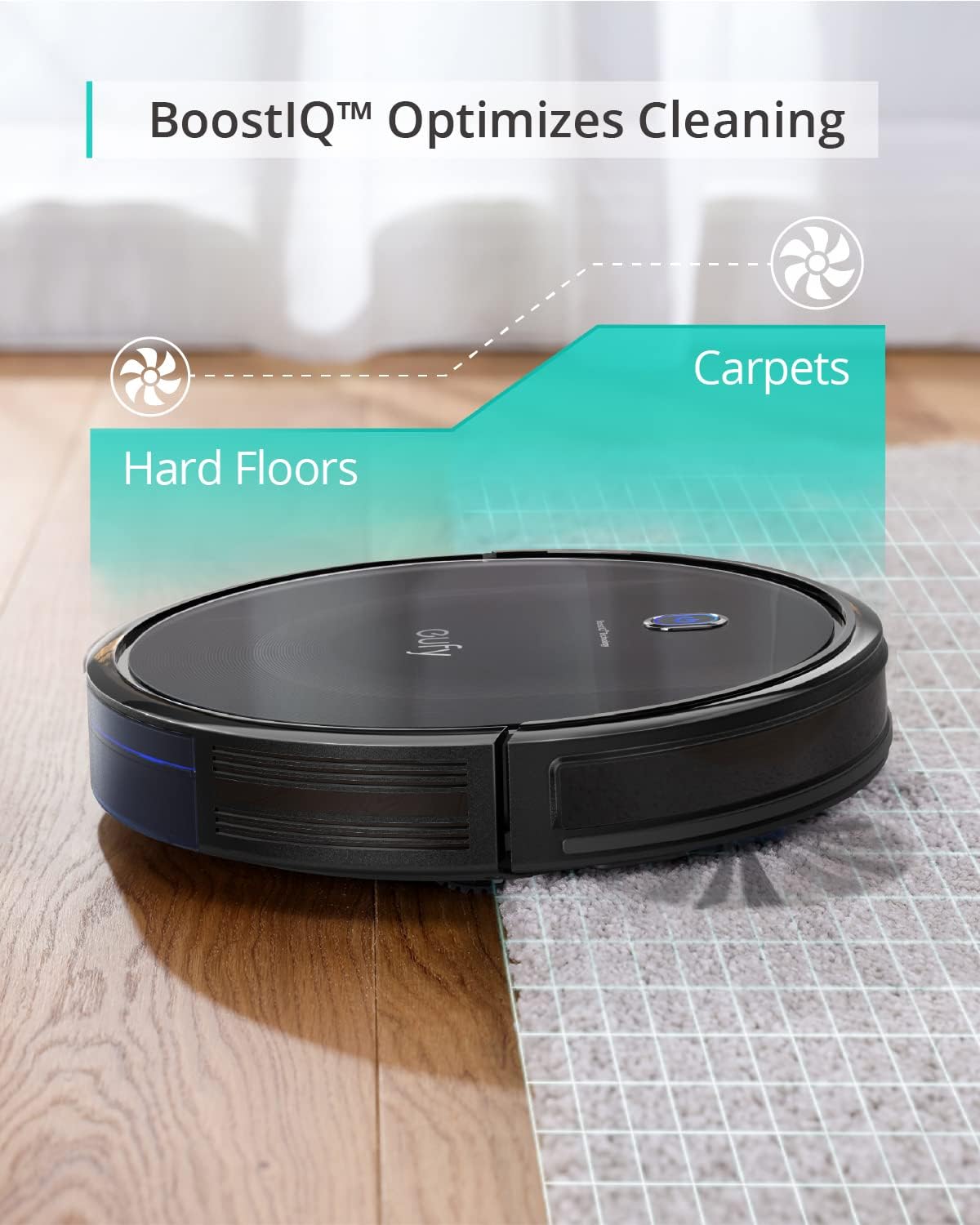 eufy Robot Vacuum 11S MAX, super cienki, mocne ssanie, cichy, samoładujący się odkurzacz automatyczny, czyści twarde podłogi do dywanów o średnim włosie, czarny