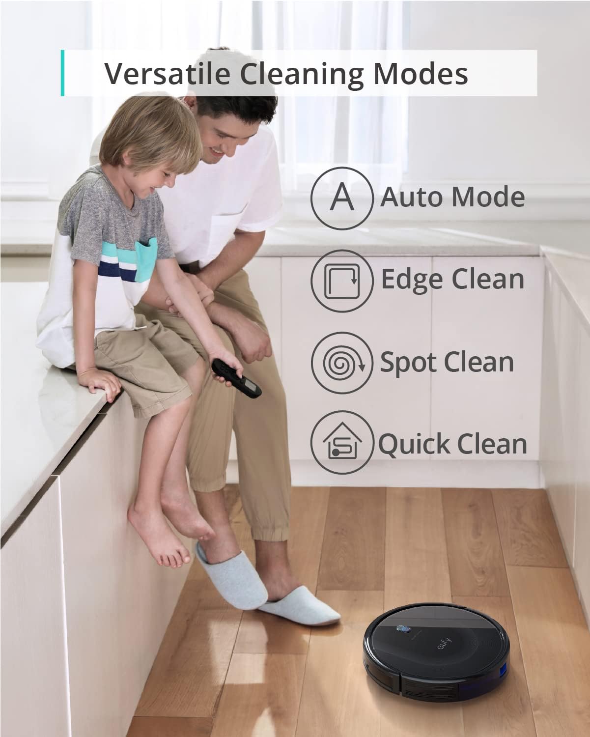 eufy Robot Vacuum 11S MAX, super cienki, mocne ssanie, cichy, samoładujący się odkurzacz automatyczny, czyści twarde podłogi do dywanów o średnim włosie, czarny