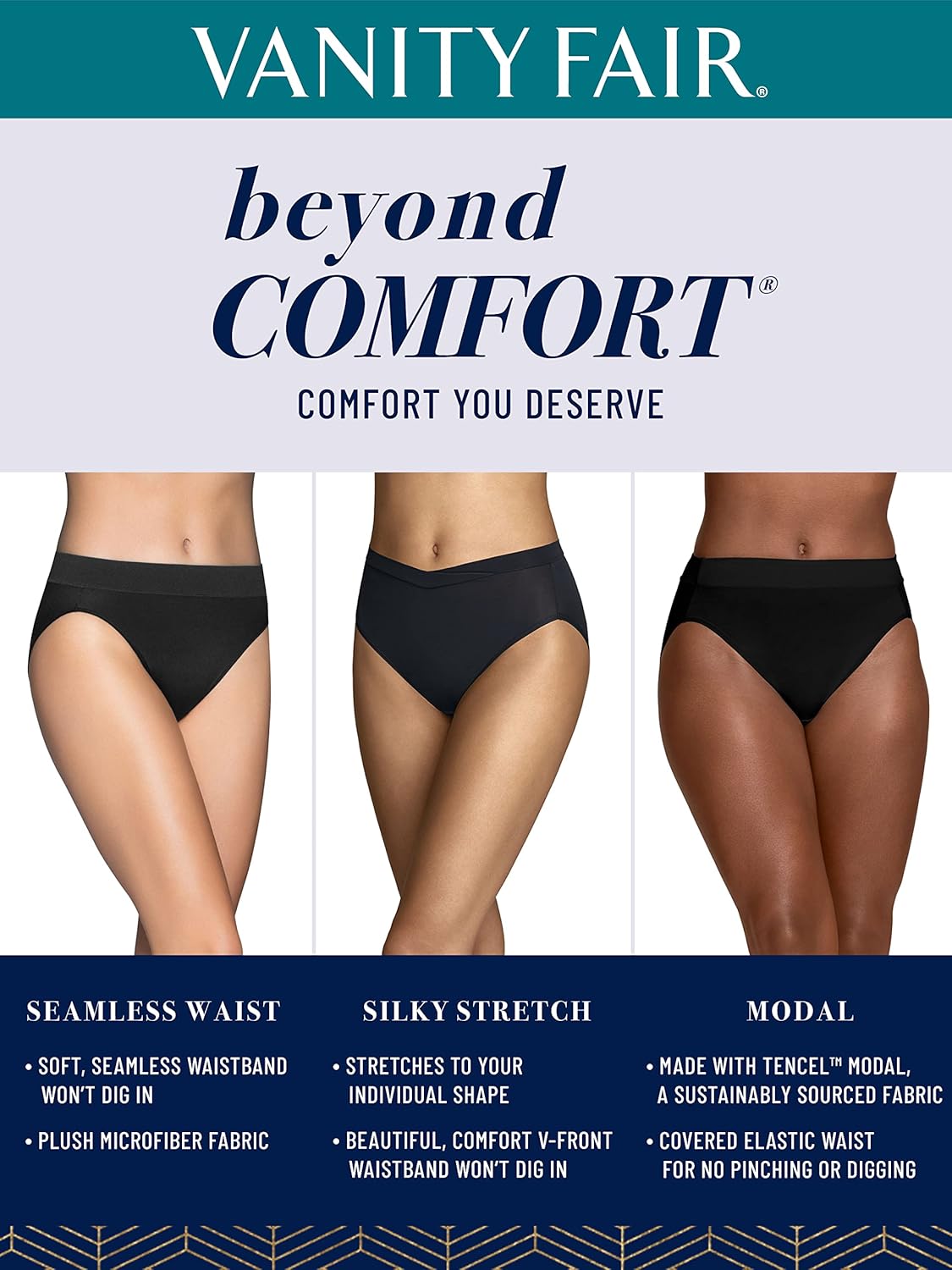 Vanity Fair Womens Beyond Comfort Hi Cut Panties