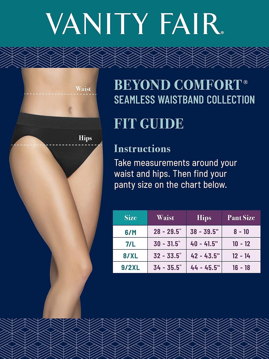 Vanity Fair Womens Beyond Comfort Hi Cut Panties