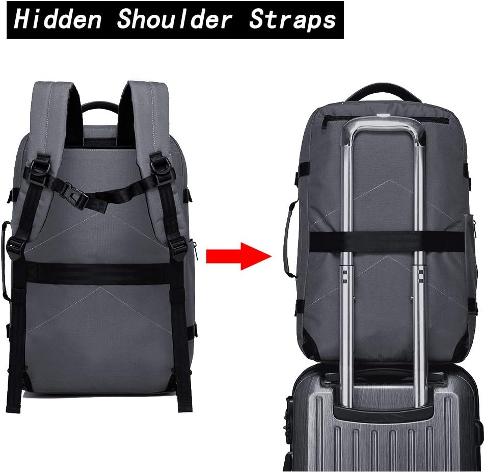BANGE Travel Overnight Backpack,40-Liter FAA Flight Approved Weekender Bag Carry on Backpack GREY(with no cubes)… · v3