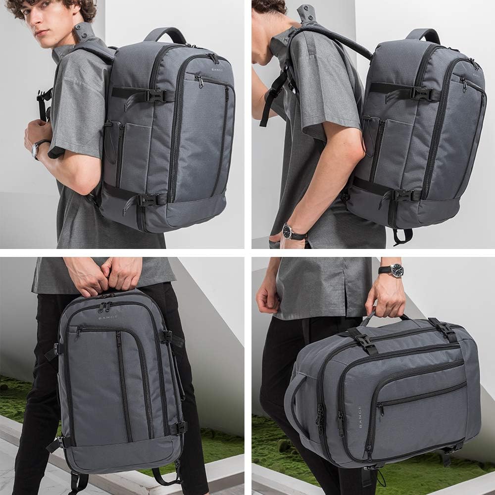 BANGE Travel Overnight Backpack,40-Liter FAA Flight Approved Weekender Bag Carry on Backpack GREY(with no cubes)… · v3