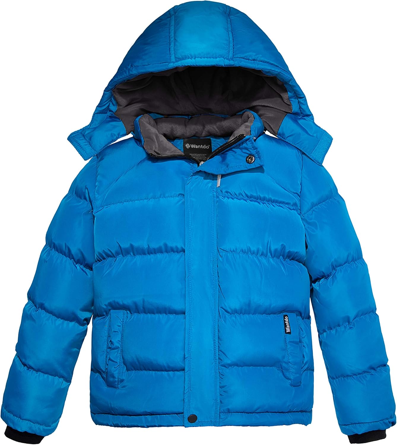 wantdo Boys Fleece Winter Coat Waterproof Puffer Jacket Warm Winter Outerwear Jackets with Hood