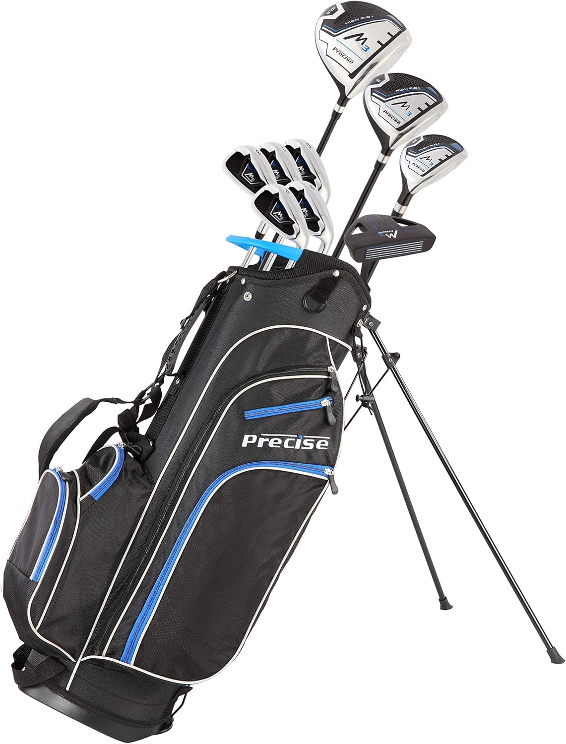 Precise M3 Mens Complete Golf Clubs Package Set Includes Driver, Fairway, Hybrid, 6-PW, Putter, Stand Bag, 3 H/C's - Right Handed - Regular, Petite or Tall Size · v2