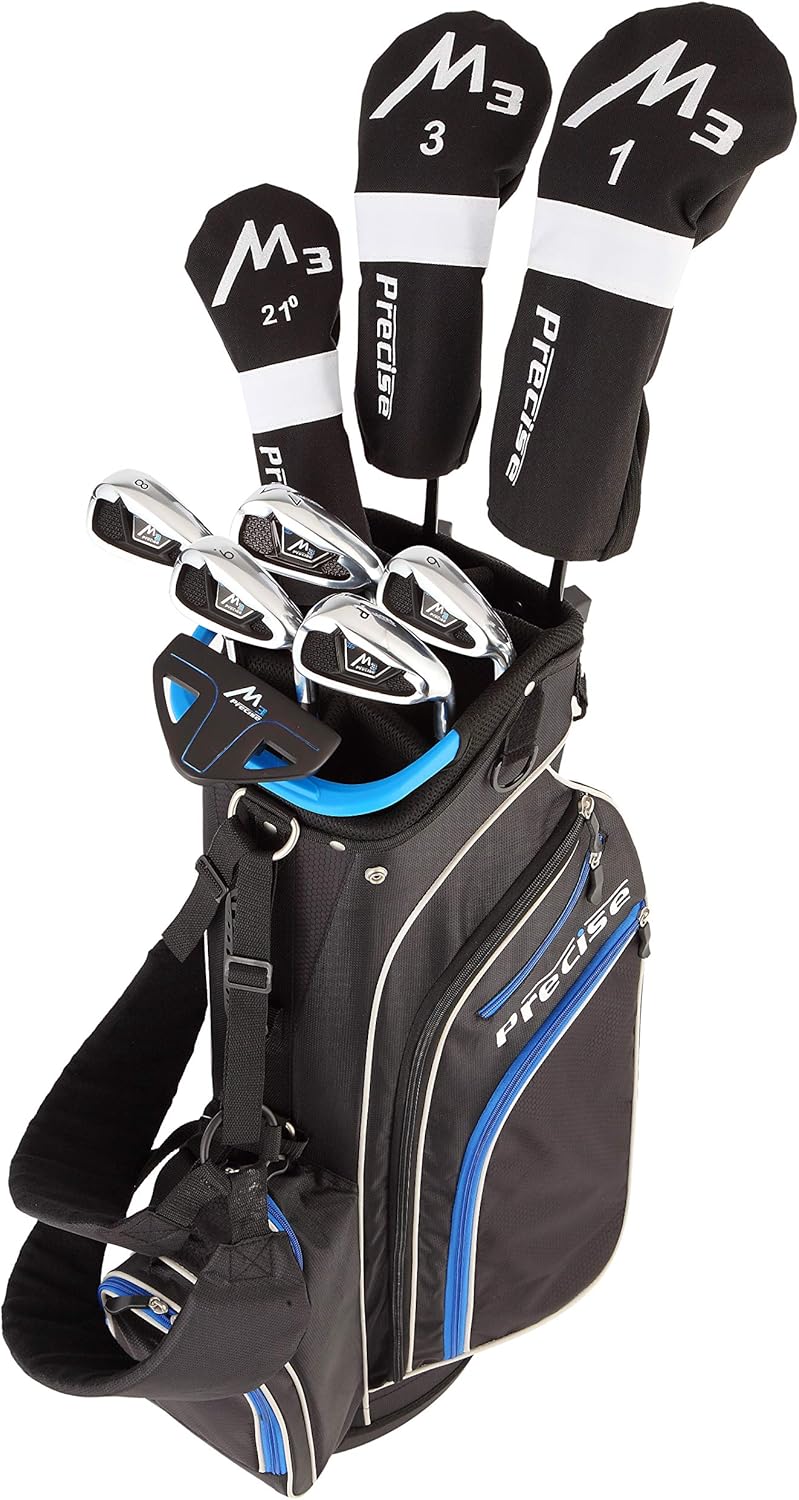 Precise M3 Mens Complete Golf Clubs Package Set Includes Driver, Fairway, Hybrid, 6-PW, Putter, Stand Bag, 3 H/C's - Right Handed - Regular, Petite or Tall Size · v2