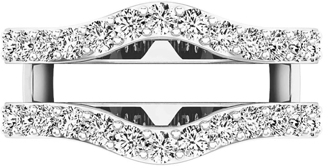 Dazzlingrock Collection 1.60 Cttw 18K Solid Gold Round Lab Grown Diamond Womens Wedding Double Enhancer Guard Ring · v4