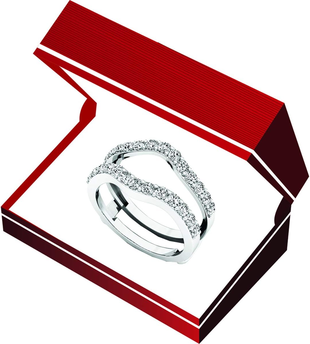 Dazzlingrock Collection 1.60 Cttw 18K Solid Gold Round Lab Grown Diamond Womens Wedding Double Enhancer Guard Ring · v4