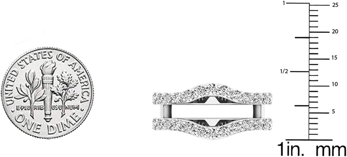 Dazzlingrock Collection 1.60 Cttw 18K Solid Gold Round Lab Grown Diamond Womens Wedding Double Enhancer Guard Ring · v4