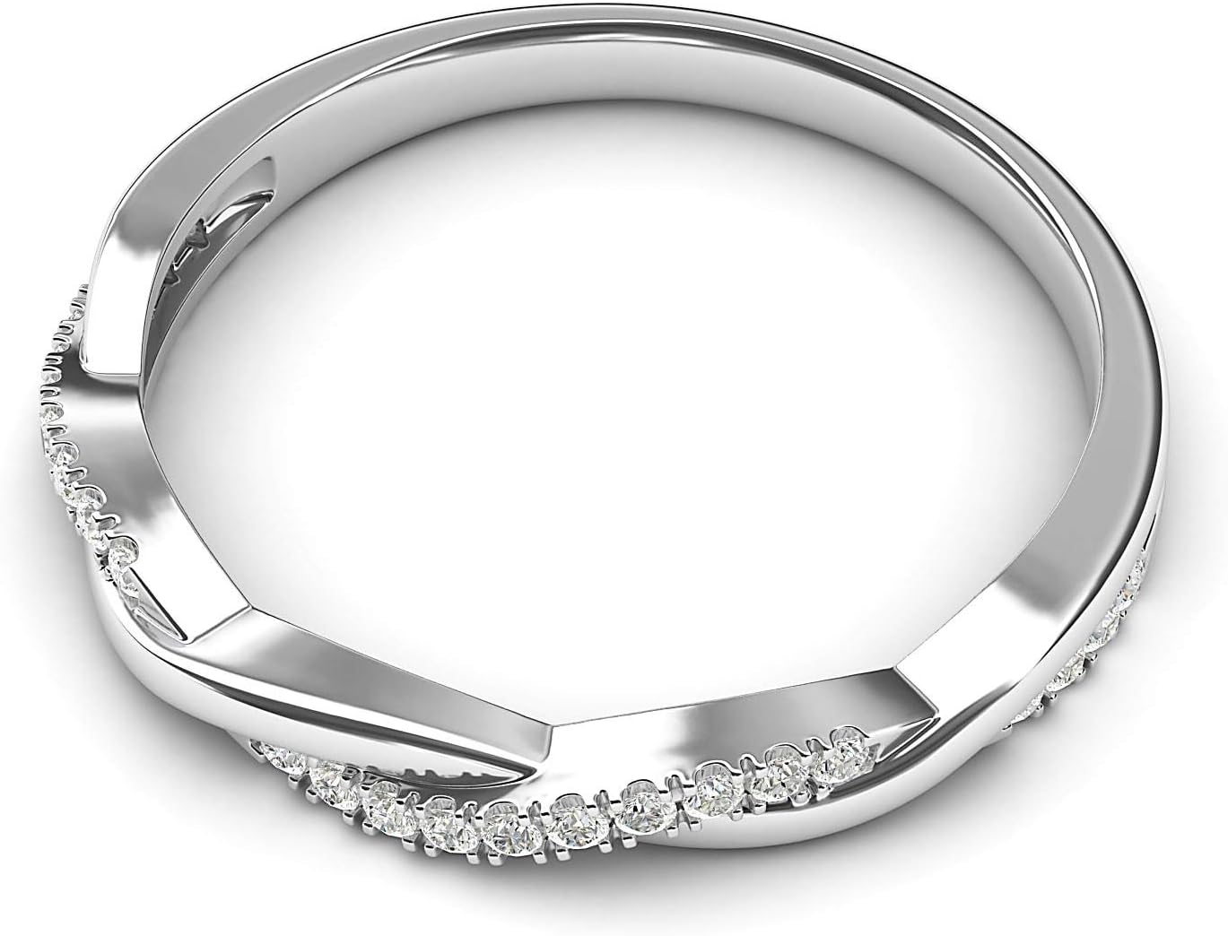14k White Gold 2.5mm Petite Twisted Vine Simulated Diamond Ring Wedding Band Matching Ring · v5