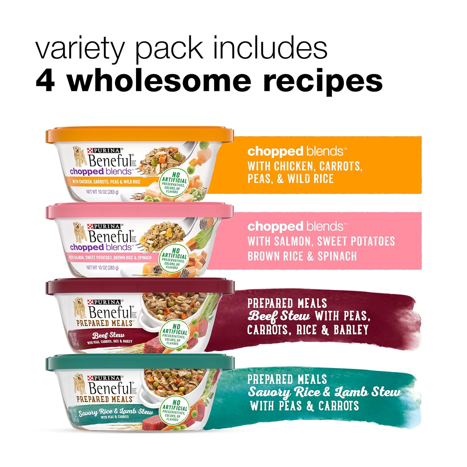 Purina Beneful Wet Dog Food Variety Pack, Prepared Meals  Chopped Blends - (16) 10 oz. Tubs