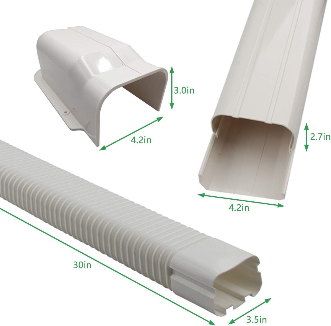 Forestchill 4 W x 16.5ft L Decorative PVC Line Set Cover Kit, Tubing Covers for Mini Split Air Conditioner, Heat Pump System and Central AC · v4