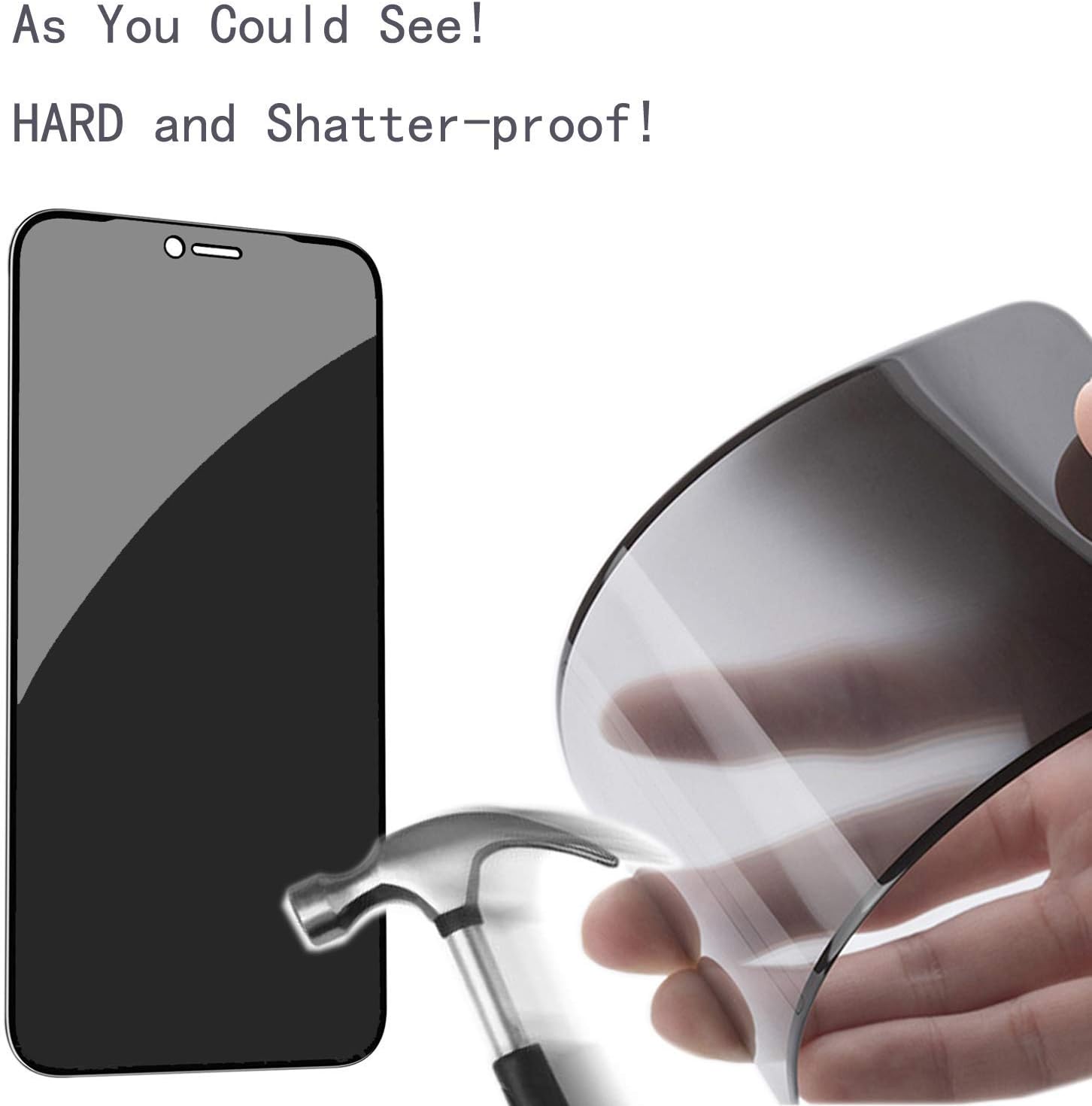 واقي شاشة الخصوصية HXL [2 عبوة] لهاتف iPhone 12 Pro Max مع واقي عدسة الكاميرا، تغطية كاملة، طبقة زجاجية مقواة مضادة للتجسس، ترقية صلابة 9H، حماية الحافة، تركيب سهل، خالٍ من الفقاعات [6.7 بوصة]