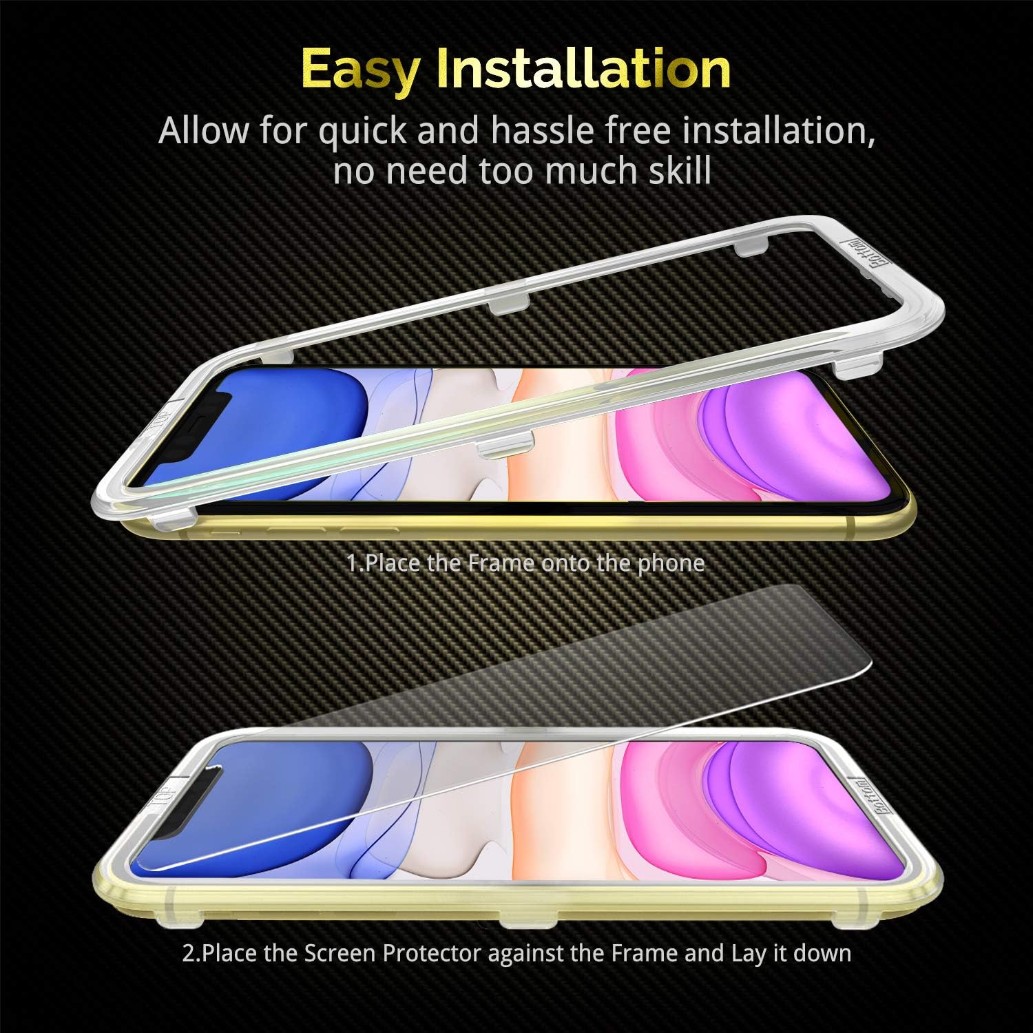 UNBREAKcable Screen Protector for iPhone 11/ iPhone XR 2 Pack, [Easy Installation Frame] [Anti-Scratch] [Anti-Fingerprint] [Bubble Free] Double Defense Premium Tempered Glass for iPhone 11/ XR 6.1