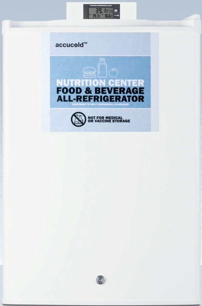 ACCUCOLD FF31L7NZ Compact Commercially Approved Nutrition Center Series All-refrigerator in White Exterior with Front Lock, Digital Temperature Display and Digital Thermostat · v5