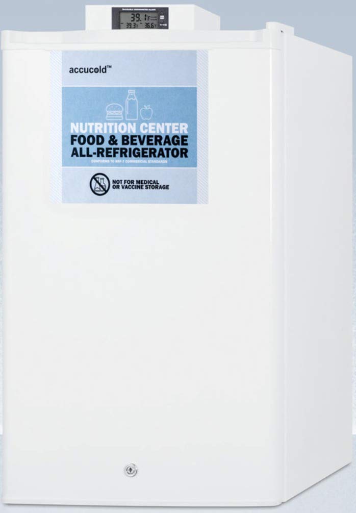 ACCUCOLD FF31L7NZ Compact Commercially Approved Nutrition Center Series All-refrigerator in White Exterior with Front Lock, Digital Temperature Display and Digital Thermostat · v5