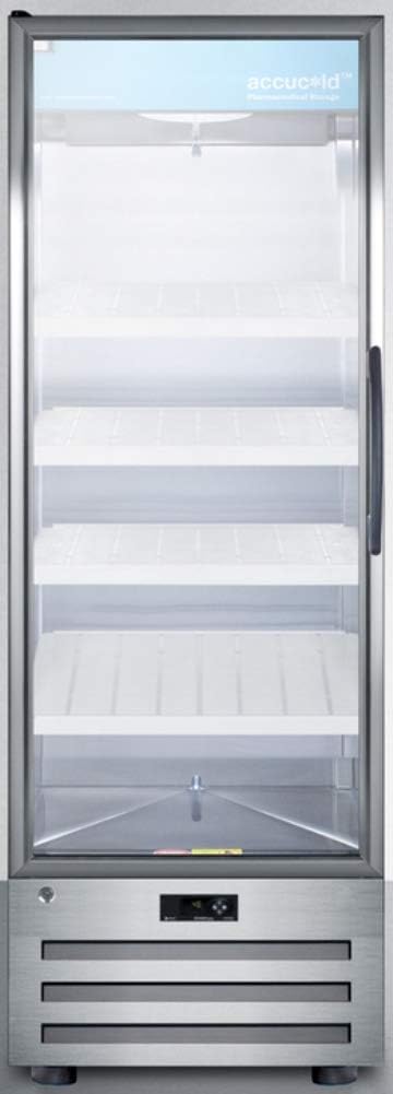 Summit Appliance ACR1415LH Accucold 24 Wide Pharmaceutical All-refrigerator with Left Hand Door Swing, Glass Door, Lock, Digital Thermostat and a Stainless Steel Interior  Exterior Cabinet