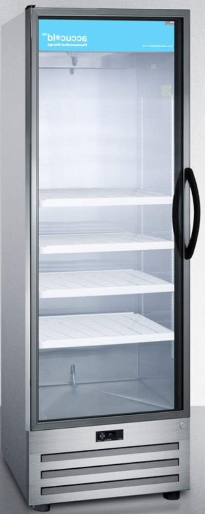 Summit Appliance ACR1415LH Accucold 24 Wide Pharmaceutical All-refrigerator with Left Hand Door Swing, Glass Door, Lock, Digital Thermostat and a Stainless Steel Interior  Exterior Cabinet · v4