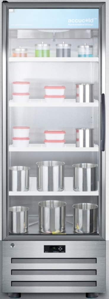 Summit Appliance ACR1415LH Accucold 24 Wide Pharmaceutical All-refrigerator with Left Hand Door Swing, Glass Door, Lock, Digital Thermostat and a Stainless Steel Interior  Exterior Cabinet · v4