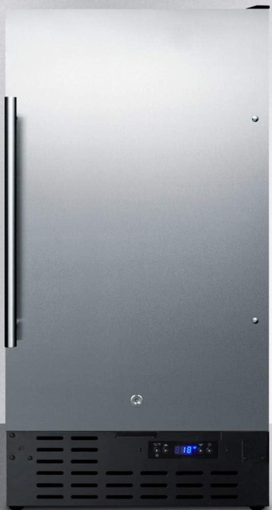 Summit Appliance FF1843BSSADA ADA Compliant 18 Wide Built-in Undercounter All-refrigerator with Stainless Steel Door, Black Cabinet, Digital Thermostat, Automatic Defrost and Front Lock