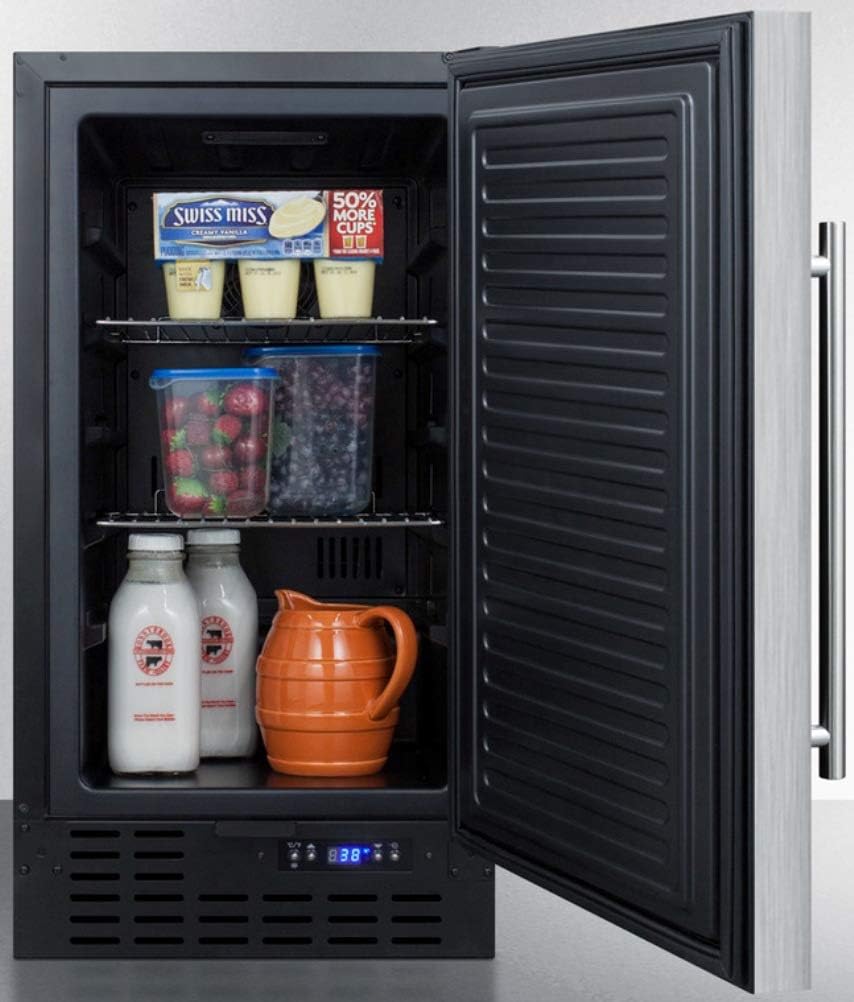 Summit Appliance FF1843BSSADA ADA Compliant 18 Wide Built-in Undercounter All-refrigerator with Stainless Steel Door, Black Cabinet, Digital Thermostat, Automatic Defrost and Front Lock · v8