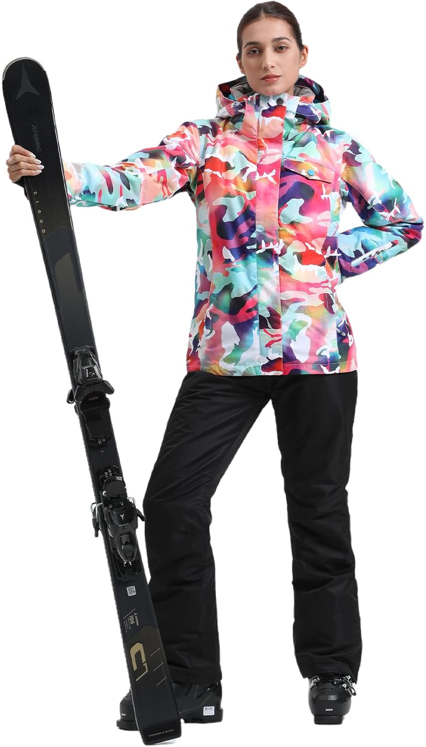 GSOU SNOW Womens Ski Jackets and Pants Set Snowboarding Snowsuit Snow Coat Hooded Waterproof Windproof · v8
