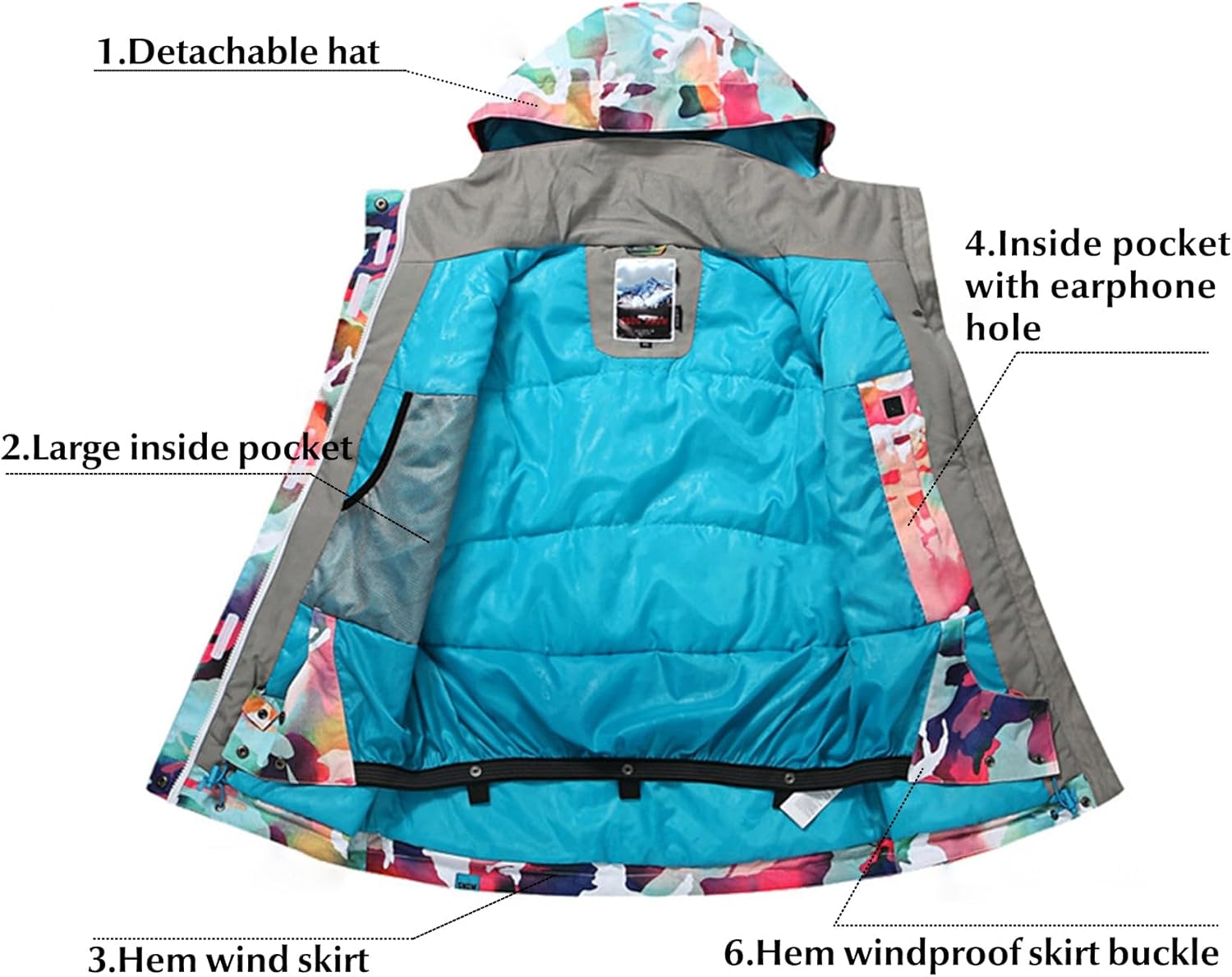 GSOU SNOW Womens Ski Jackets and Pants Set Snowboarding Snowsuit Snow Coat Hooded Waterproof Windproof · v8