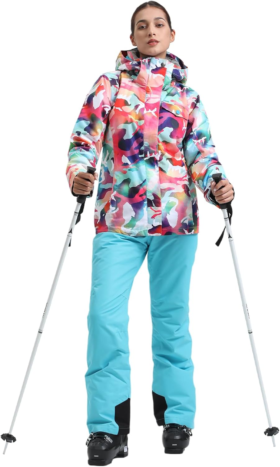 Conjunto de chaquetas y pantalones de esquí GSOU SNOW para mujer, traje de nieve para snowboard, abrigo de nieve, con capucha, impermeable y resistente al viento