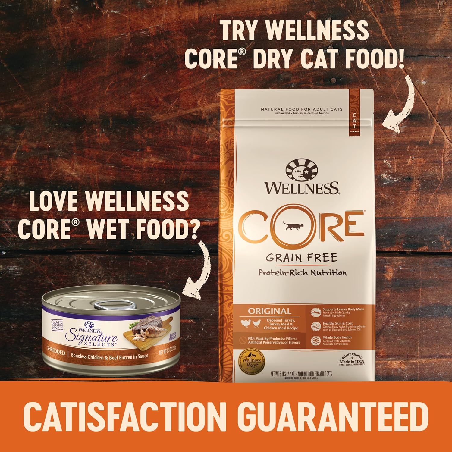 Alimento húmedo para gatos Wellness CORE Signature Selects, alimento natural para mascotas hecho con carne auténtica (paquete variado de mariscos, lata de 2.8 onzas, paquete de 8)