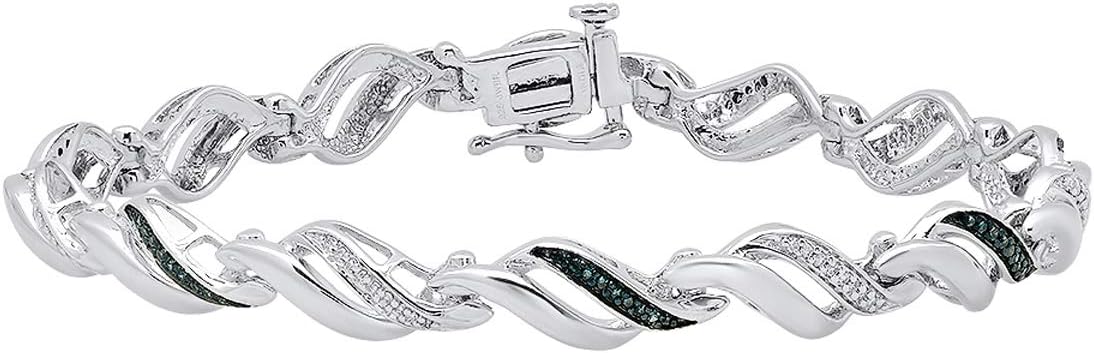 Dazzlingrock Collection 0.35 Carat (ctw) Round Blue  White Diamond Ladies Infinity Tennis Bracelet 1/3 CT, Sterling Silver · v4